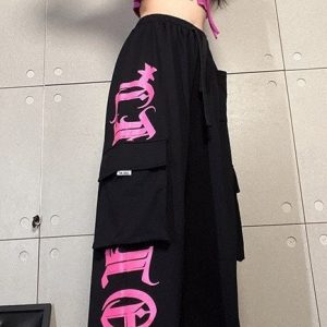 Y2K Streetwear Cargo Sweatpants - Harajuku Style