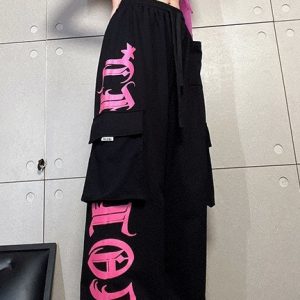 Y2K Streetwear Cargo Sweatpants - Harajuku Style