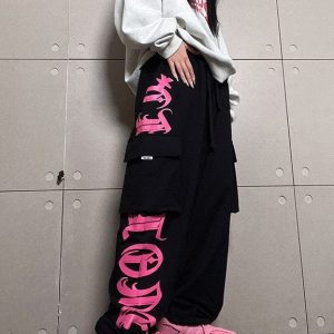 Y2K Streetwear Cargo Sweatpants - Harajuku Style