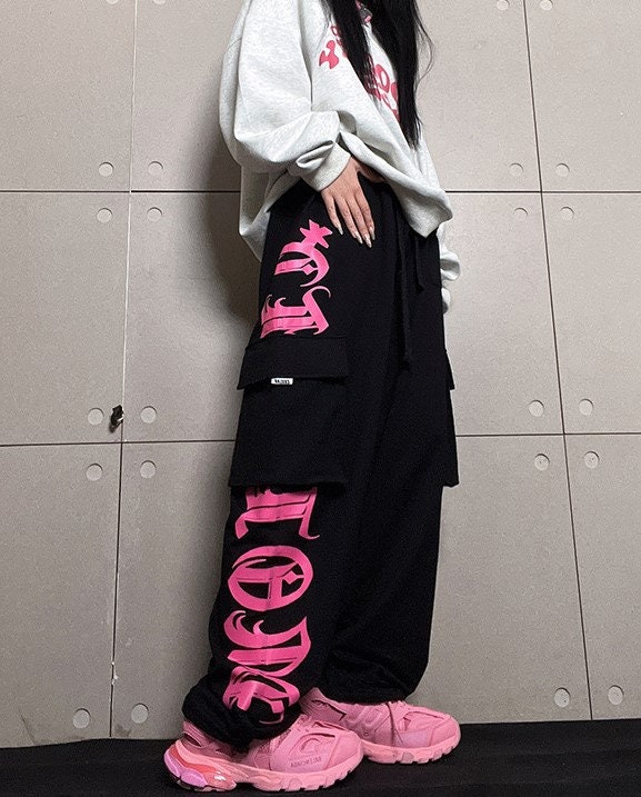 Y2K Streetwear Cargo Sweatpants - Harajuku Style