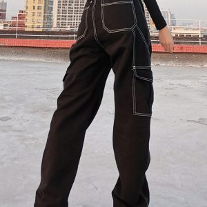 Y2K Striped High Waist Wide Leg Women Jeans