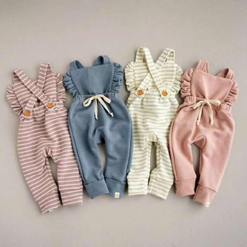 Y2K Striped Jumpsuit Overalls for Baby Toddler Girls