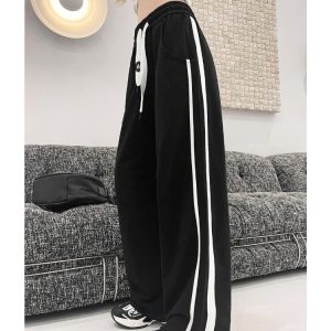 Y2K Striped Oversized Sports Sweatpants