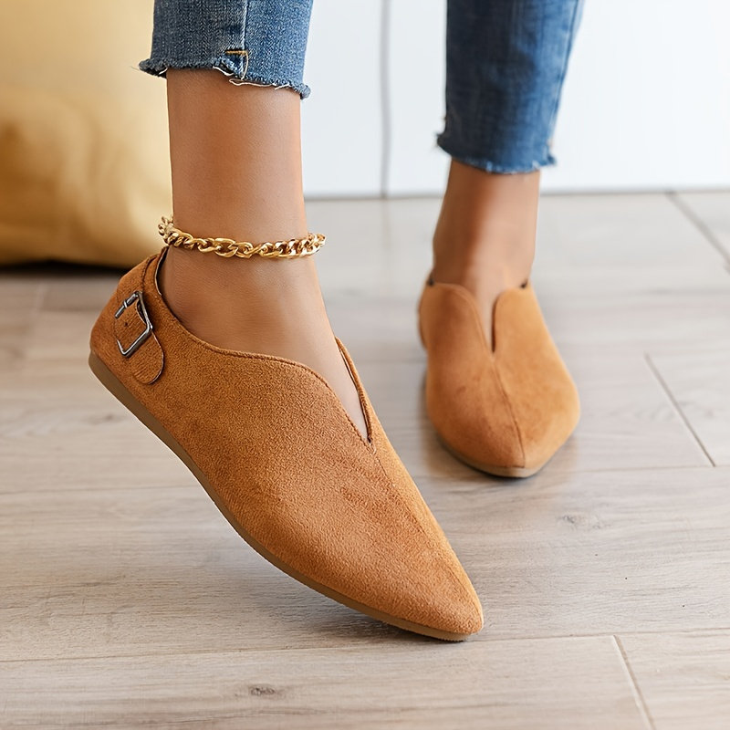 Y2K Suede Slip-on Loafers: Women's Soft Pointed Toe Flats