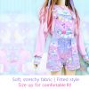 Y2K Sugar Bunny Pastel Cloud Rainbow Short Overalls