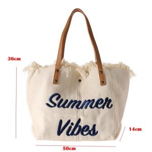 Y2K Summer Vibes Woven Beach Tote Bag