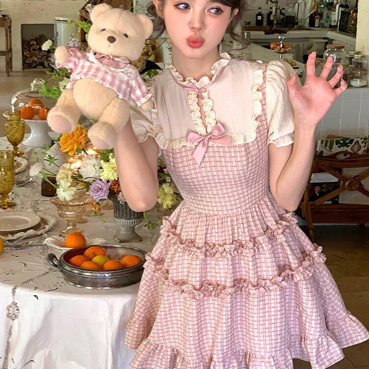 Y2K Sweet Lolita Dress - Cute Japanese Style, Short Sleeves