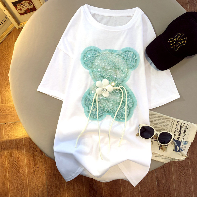 Y2K Teddy Bear Rhinestone Shirt