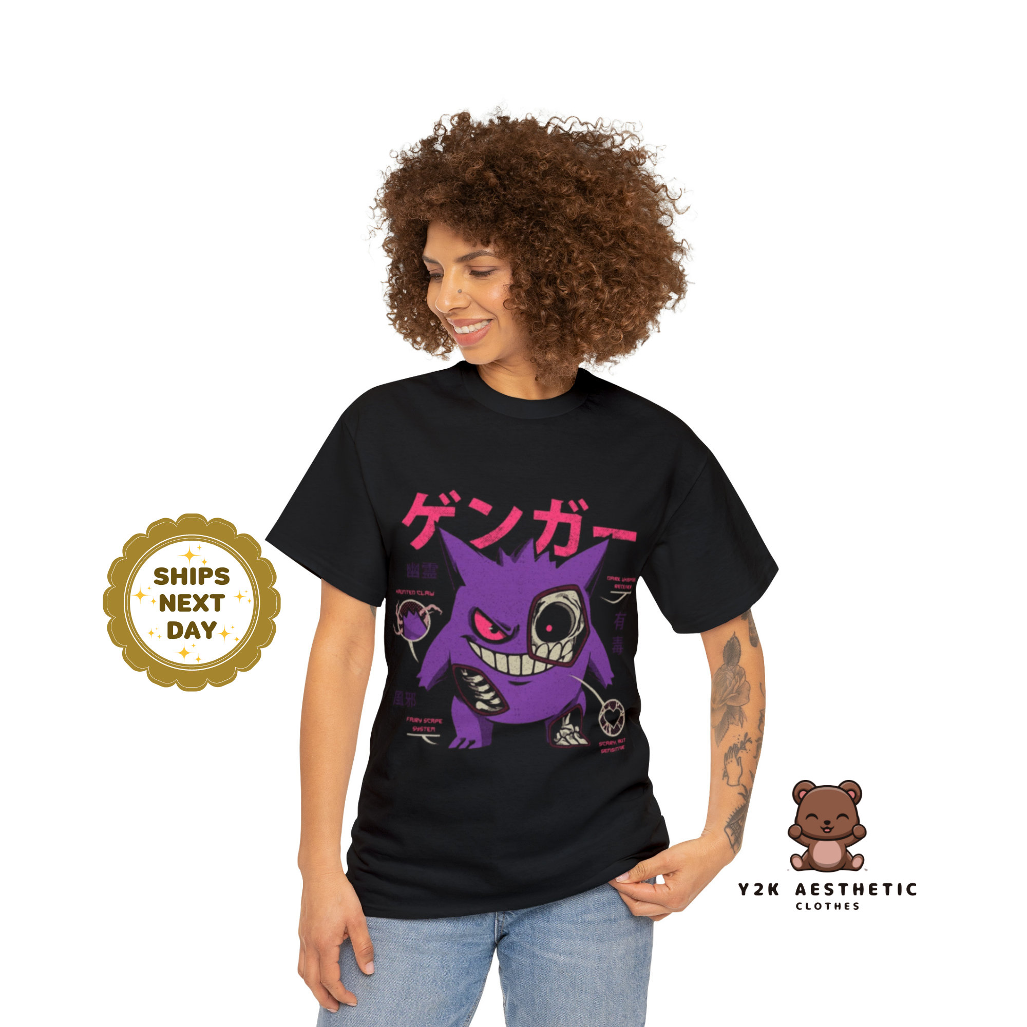 Y2K Unisex Gengar Tee Shirt - Retro Anime Fashion