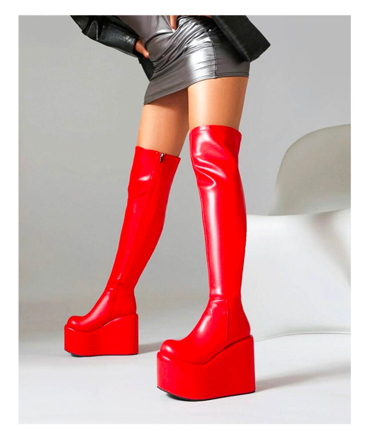 Y2K Unisex Over the Knee Boots - Doll Stovepipe Lolita Style
