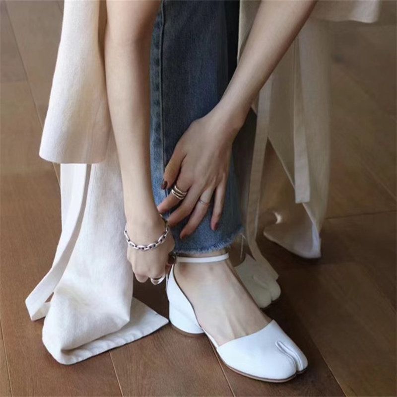 Y2K Unisex Split Toe Ballerina Shoes with Square Heel - Fetish Costume