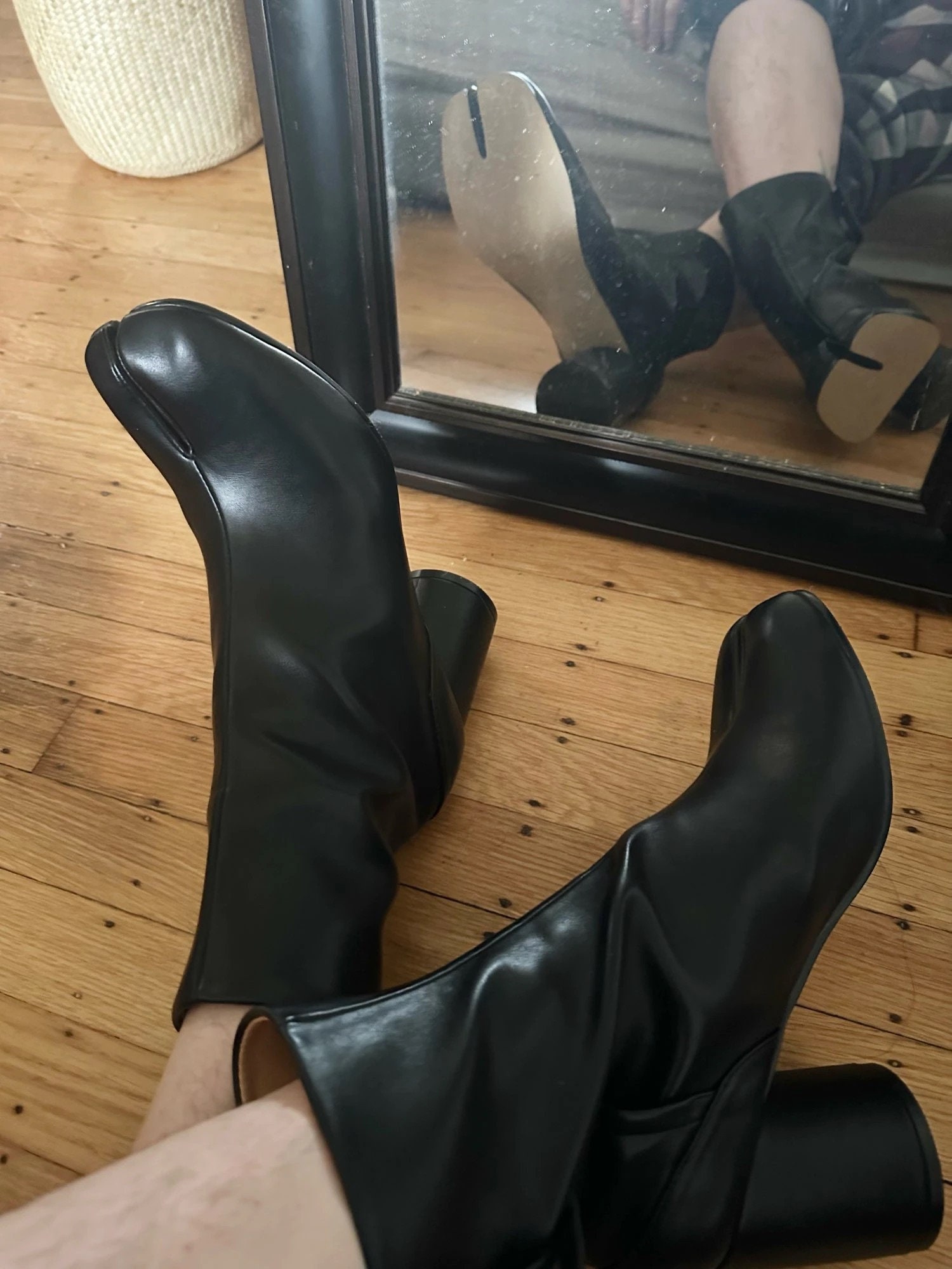 Y2K Unisex Split Toe Hoof Boots - Square Heel Fetish Footwear
