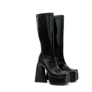 Y2K Unisex Super High Heel Zip Knee Boots