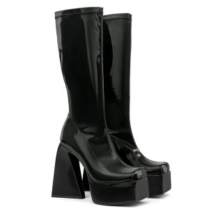 Y2K Unisex Super High Heel Zip Knee Boots