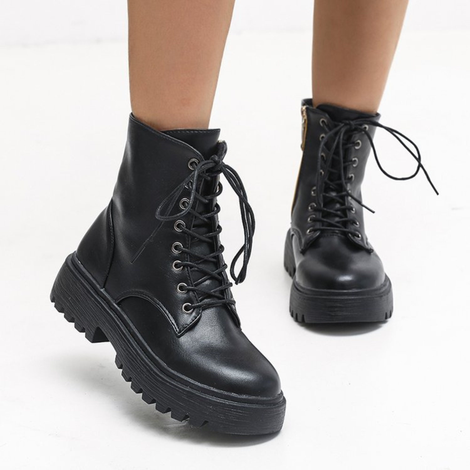 Y2K Vegan Leather Combat Boots