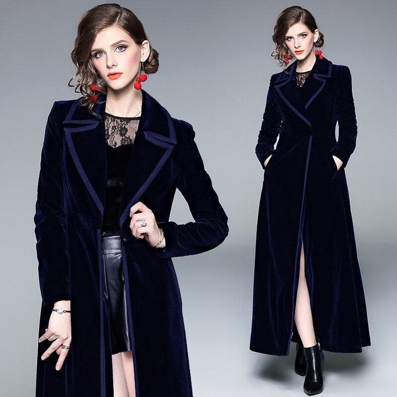 Y2K Velvet Maxi Coat - Women's Winter Fashion