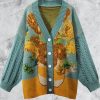 Y2K Vintage Art Cardigan - Retro-Inspired Knitwear for a Nostalgic Wardrobe