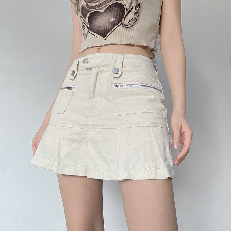 Y2K Vintage Cargo Denim Skirt - Streetwear Korean Fashion