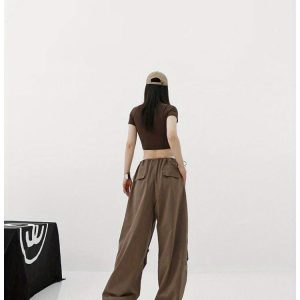 Y2K Vintage Cargo Sweatpants - Black/Brown