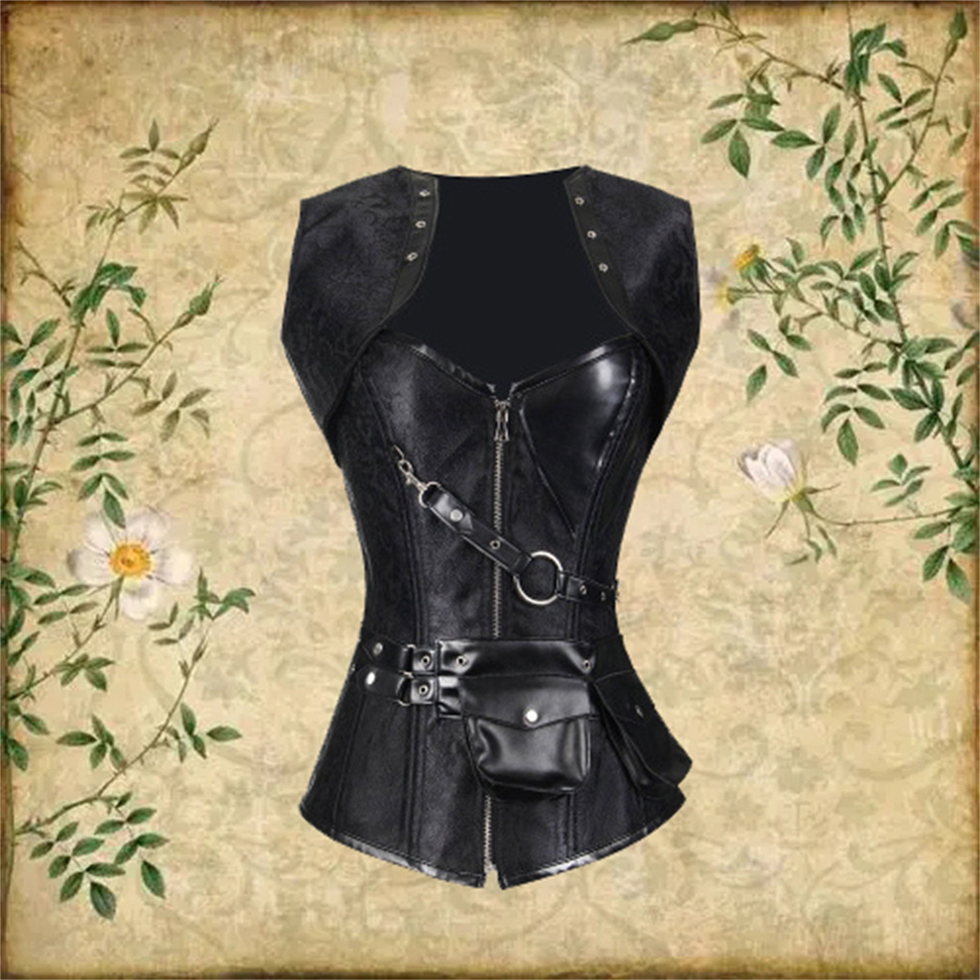 Y2K Vintage Overbust Waist Trainer Corset in PU Leather
