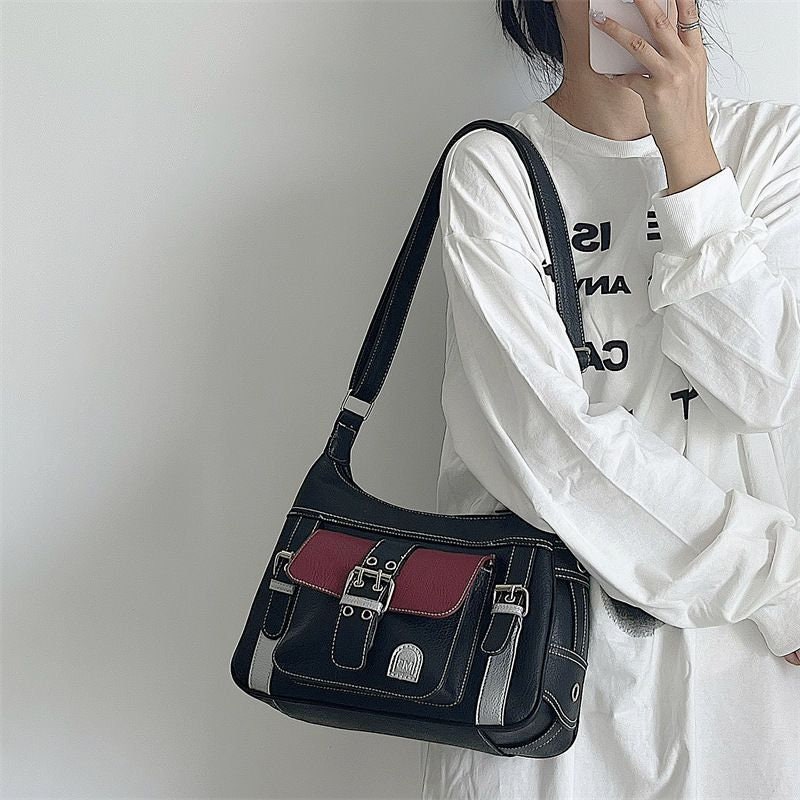Y2K Vintage PU Leather Shoulder Bag - High Quality Harajuku Handbag