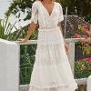 Y2K White Lace Boho Wedding Beach Dress