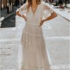 Y2K White Lace Boho Wedding Beach Dress