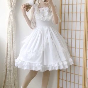 Y2K White Lolita Cosplay Dress - Sleeveless Fairy Fashion