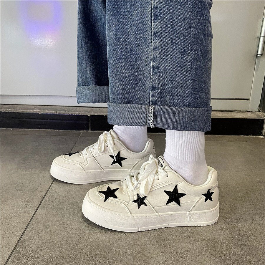Y2K White Platform Sneakers - Harajuku Kawaii Unisex Adult Shoes