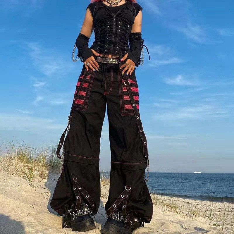 Y2K Wide Leg Patchwork Cargo Pants