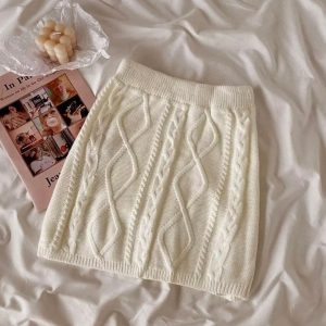 Y2K Winter Knitted Lolita Bunny Jumper and Skirt Set