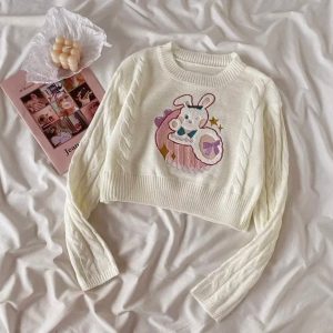 Y2K Winter Knitted Lolita Bunny Jumper and Skirt Set