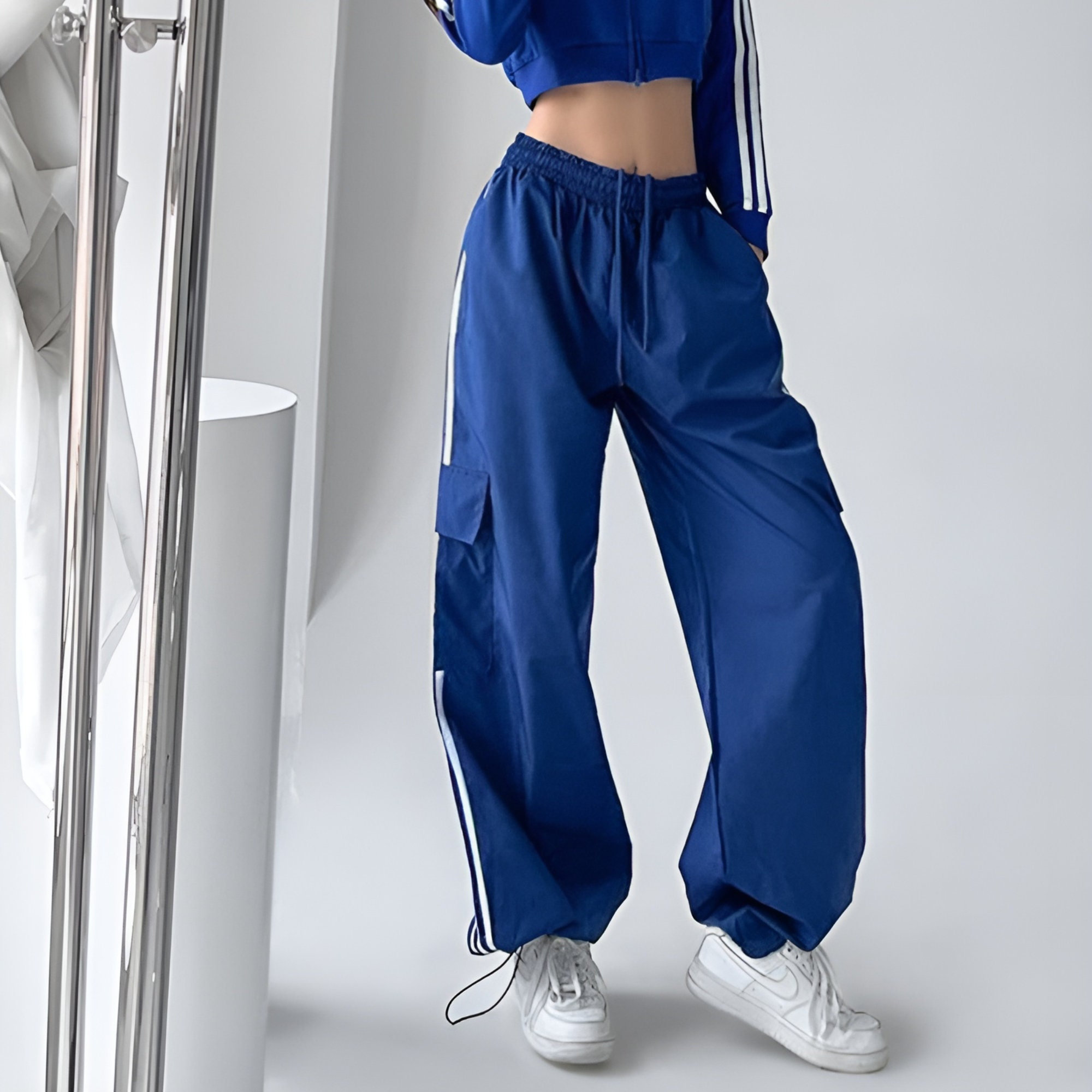 Y2K Women's Baggy Cargo Track Pants with Drawstring