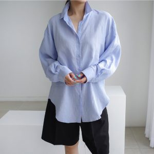 Y2K Women's Casual Button Up Collared Long Sleeve Blouse
