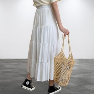 Y2K Women's Chiffon Skirt - Korean Preppy Style