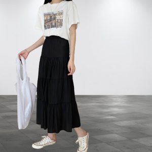 Y2K Women's Chiffon Skirt - Korean Preppy Style