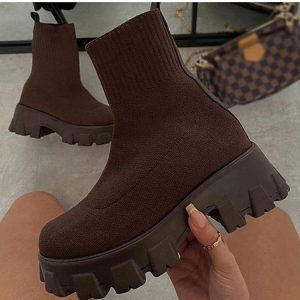 Y2K Women's Chunky Platform Sock Boots