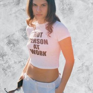 Y2K Women's Hot Person at Work Crop Tee