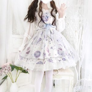 Y2K Women's Lolita Lace Bow Suspender Dress