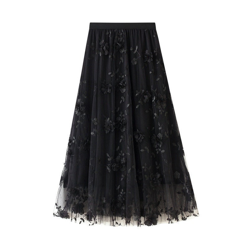 Y2K Women's Mesh Tulle Long Maxi Skirt