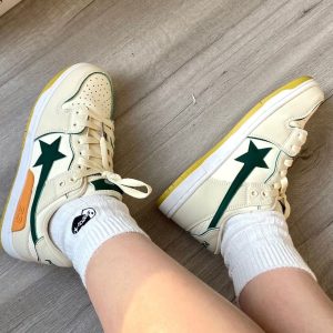 Y2K Women's White Star Platform Sneakers