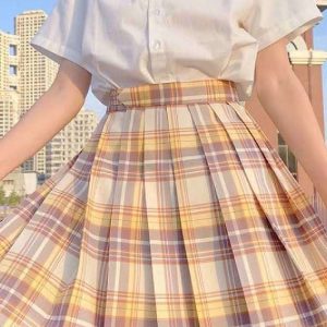 Yellow Kawaii Pleated Skirt - Y2K Fashion Essential