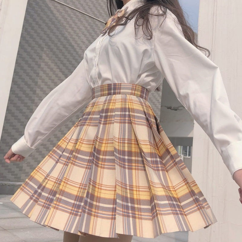 Yellow Kawaii Pleated Skirt - Y2K Fashion Essential