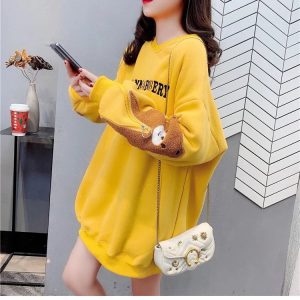 Yellow Kawaii Teddy Bear Bag Hoodie - Y2K Clothing