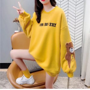 Yellow Kawaii Teddy Bear Bag Hoodie - Y2K Clothing