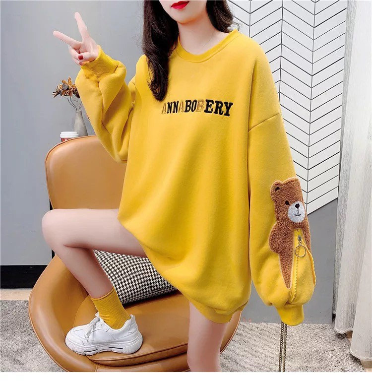 Yellow Kawaii Teddy Bear Bag Hoodie - Y2K Clothing