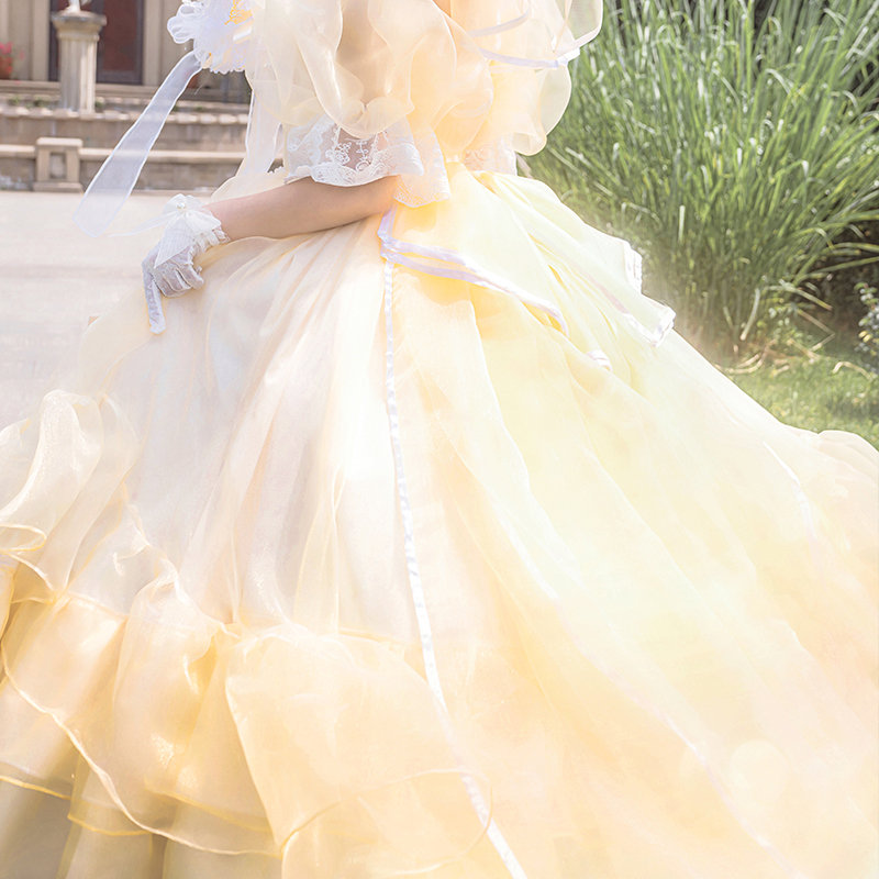 Yellow Lace Dress - Fairy Tale Princess Party Prom Dress