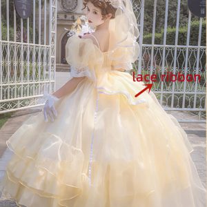 Yellow Lace Dress - Y2K Fairy Tale Princess Style