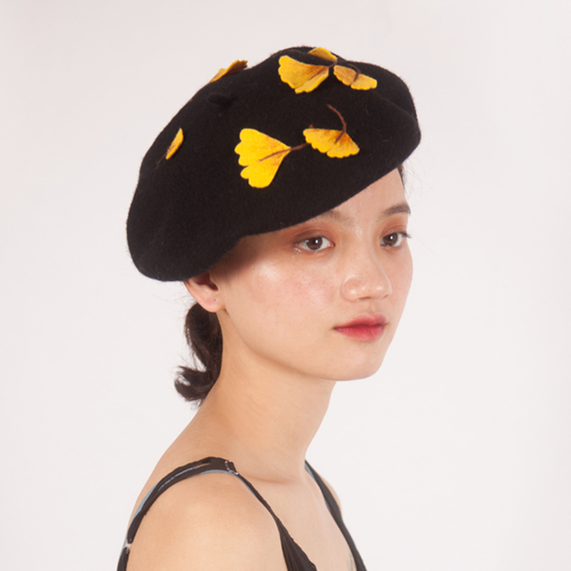 Yellow Leaf Hat - Handmade Artist Accessory