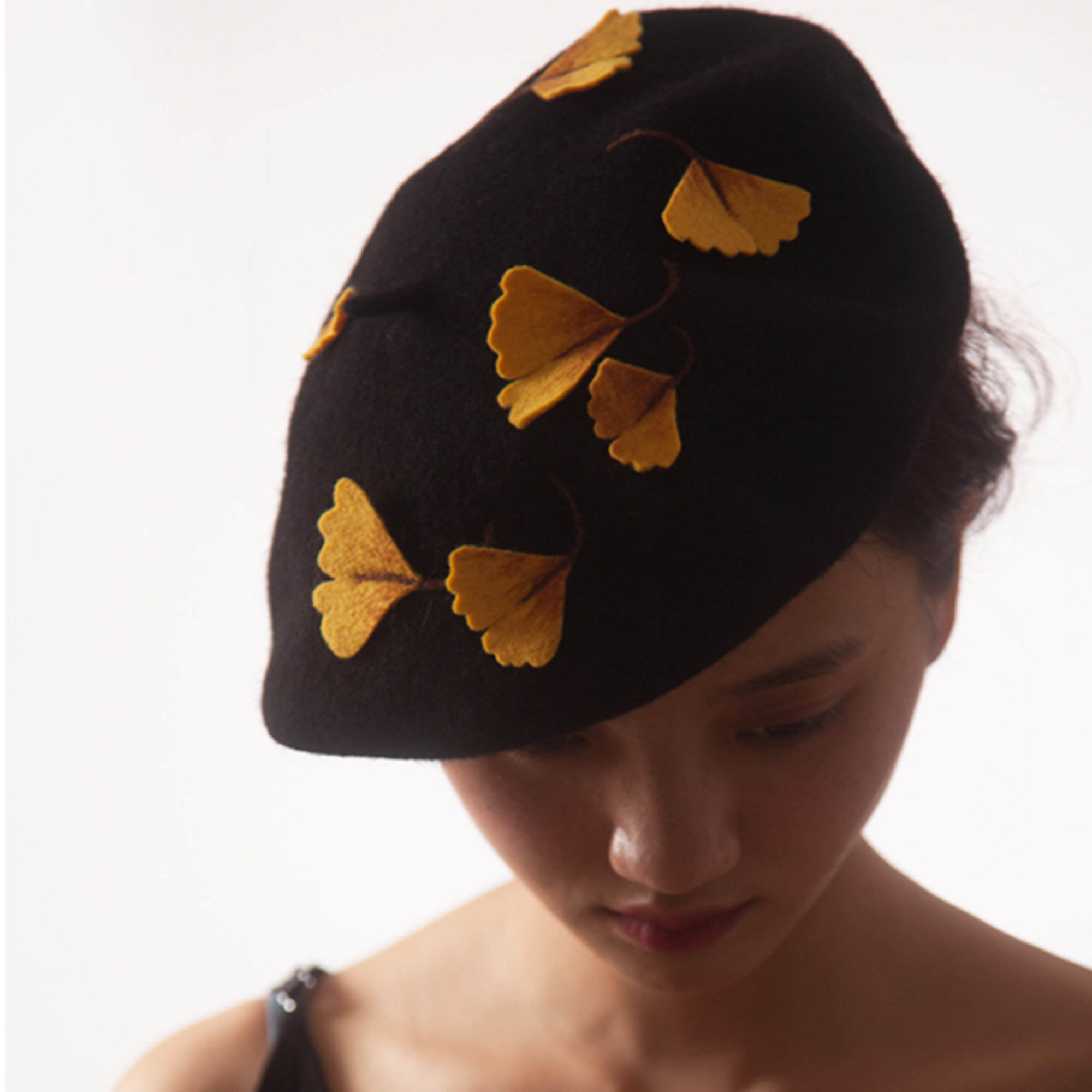 Yellow Leaf Hat - Handmade Artist Accessory